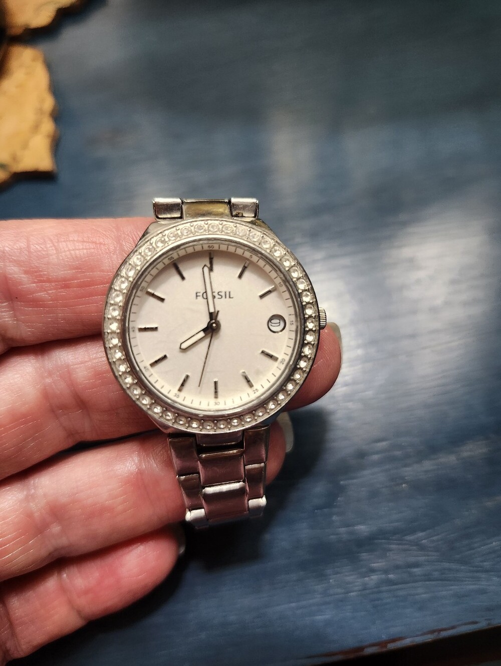 Fossil Women's Silver Watch with Crystal Accents